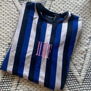 Huf t-shirt blue stripes size large